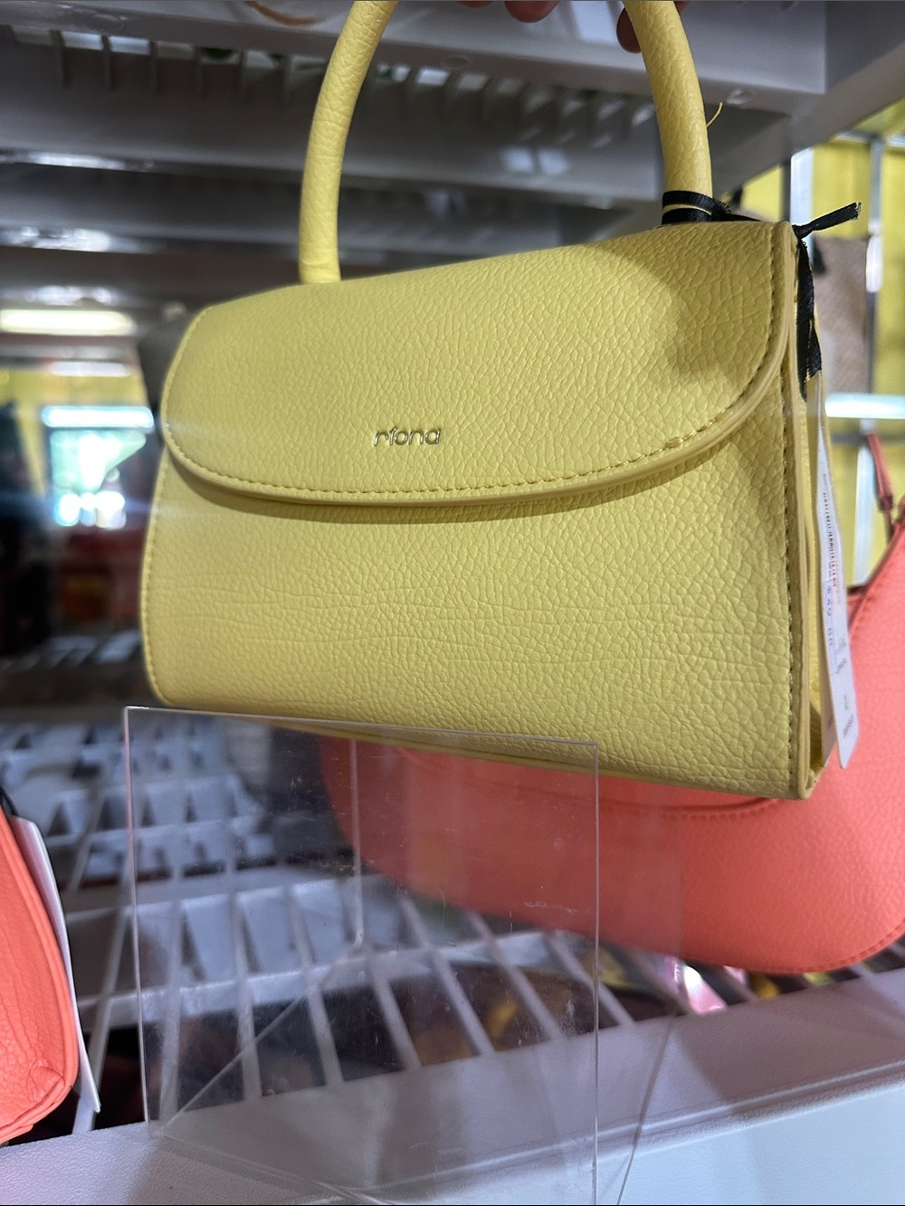 Riona Yellow Structured Top-Handle Bag